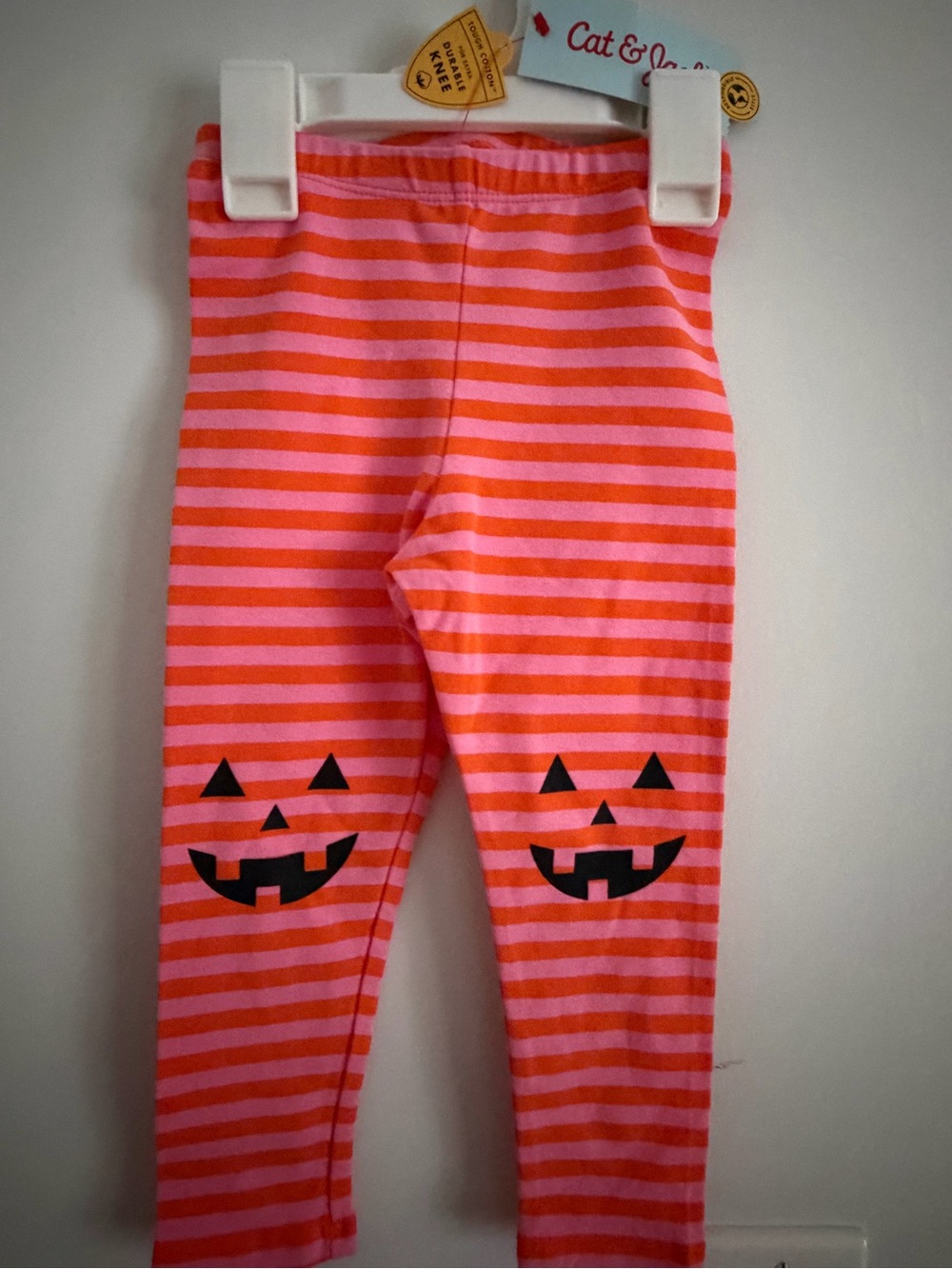 Cat & Jack Girls' Pink & Orange Striped Pumpkin Leggings size 2T, Brand NEW!
